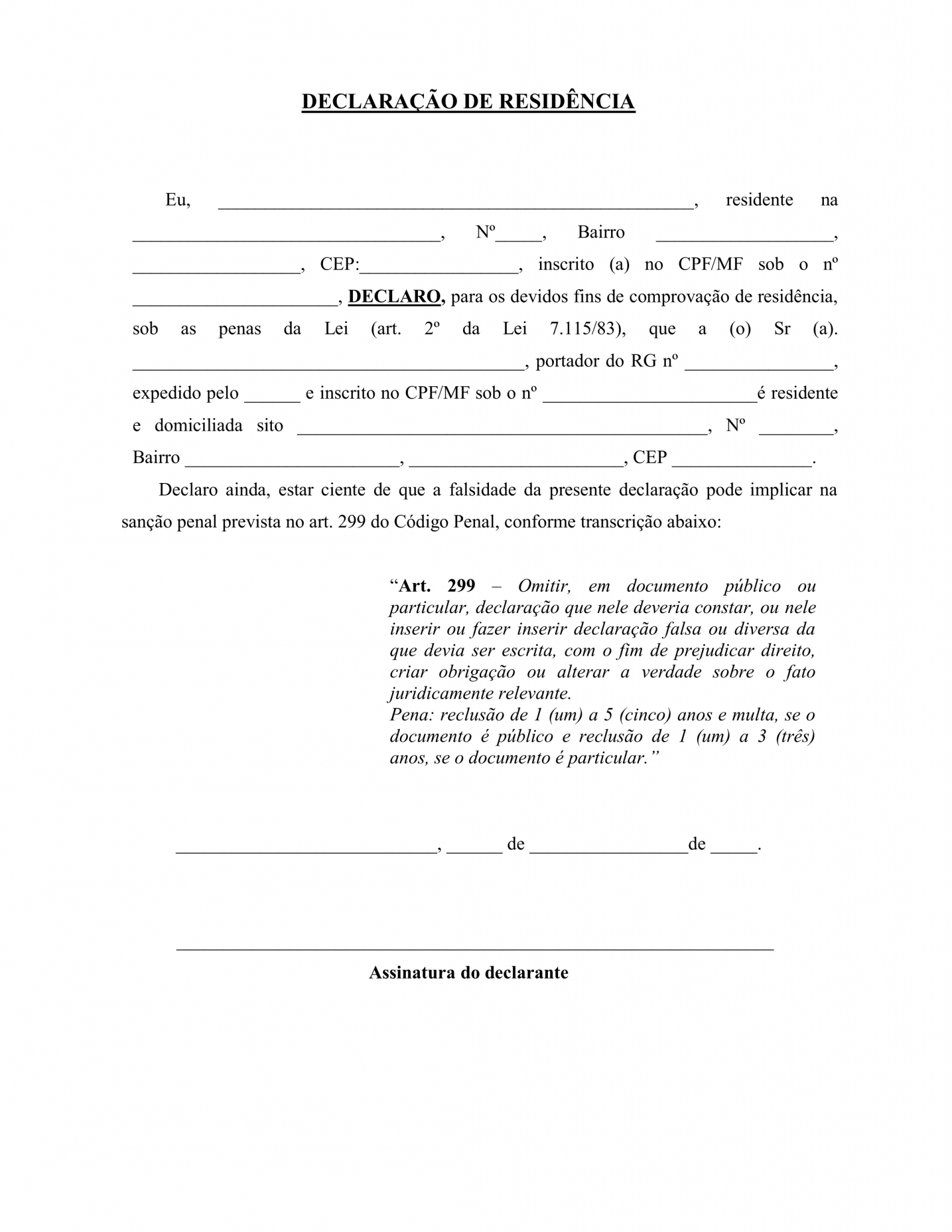 Declaração De Residência A Terceiros Inquilinos Teste De Impressora 9011